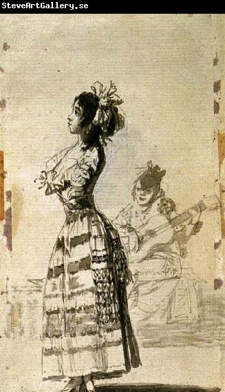 Francisco de goya y Lucientes Girl Listening to a Guitar